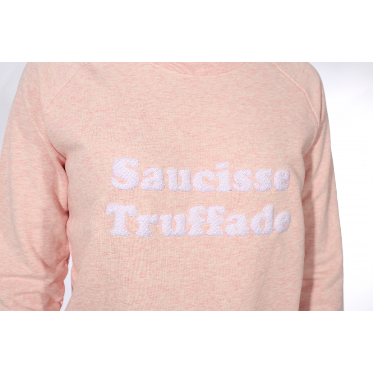 Saucisse Truffade - Sweat femme rose avec broderie