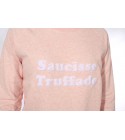 Saucisse Truffade - Sweat femme rose avec broderie