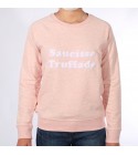 Saucisse Truffade - Sweat femme rose avec broderie