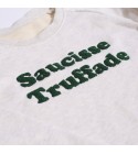 Saucisse Truffade - Sweat enfant blanc chiné avec broderie verte