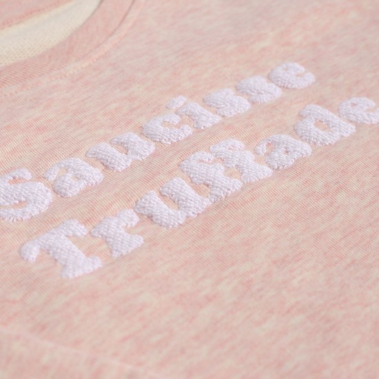 Saucisse Truffade - Sweat enfant rose avec broderie blanche 2