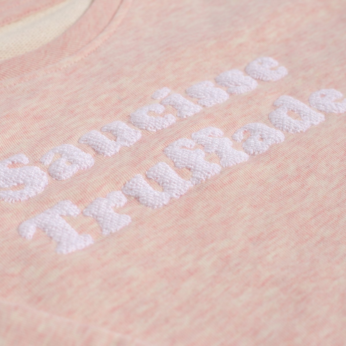 Saucisse Truffade - Sweat enfant rose avec broderie blanche