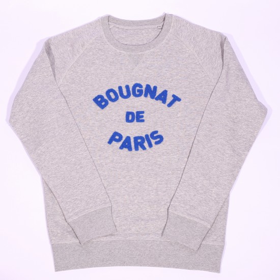 Bougnat de Paris - Sweat gris broderie bleu coton bio