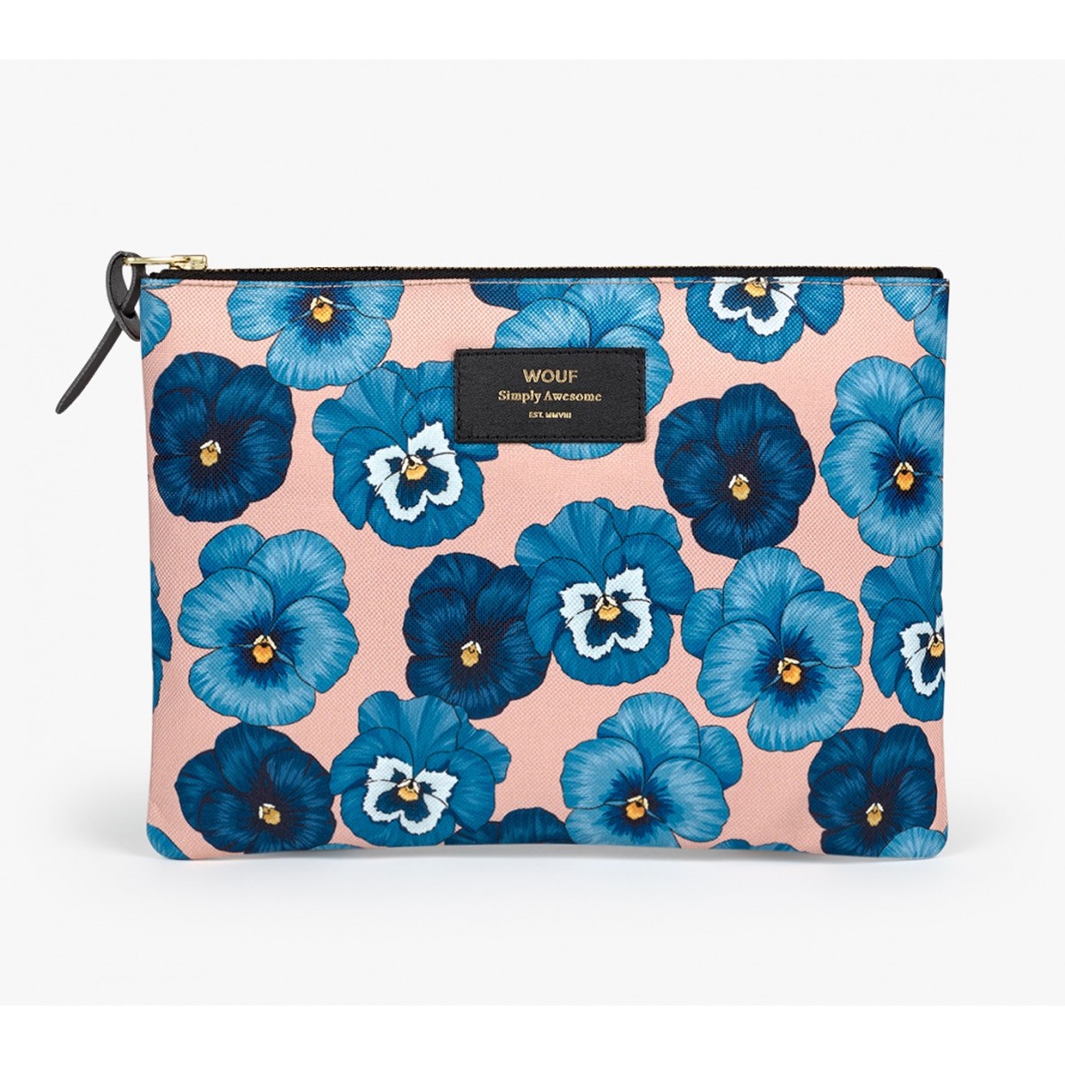 Wouf - Pochette XL motifs fleurs bleues