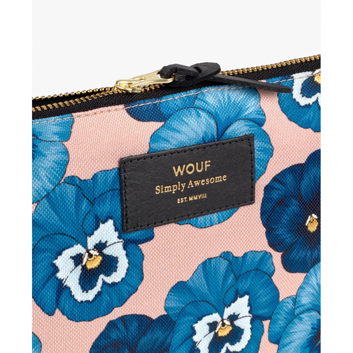 Wouf - Pochette XL motifs fleurs bleues
