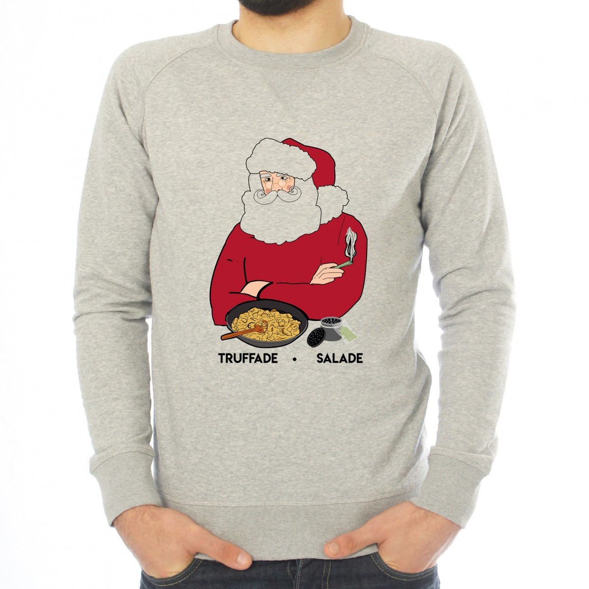 Saucisse Truffade - Sweat homme Papa Noël Truffade Salade