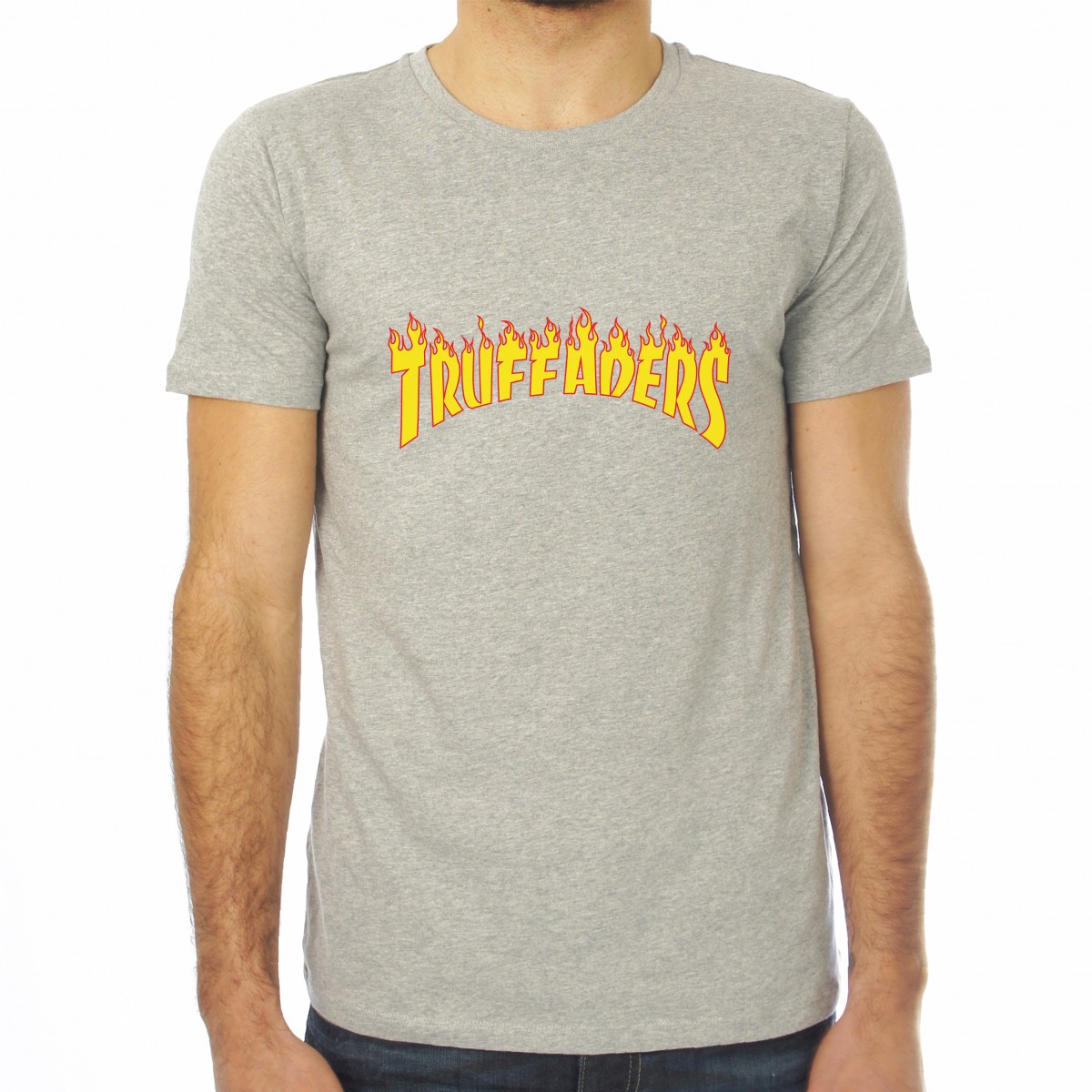 Saucisse Truffade - T-shirt homme Truffaders flammes jaunes