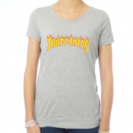 Saucisse Truffade - T-shirt femme Truffaders flammes jaunes 2