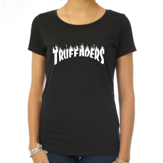 Saucisse Truffade - T-shirt femme noir Truffaders flammes