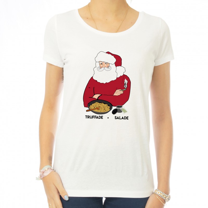 Marcel et Maurice  T-shirt coton bio femme Papa Noël aime la salade