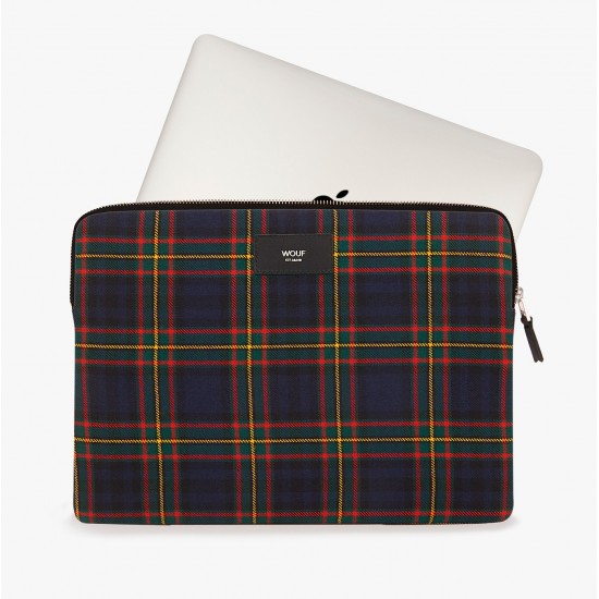 Woouf - Housse velours motif écossais pour ordinateur 13"