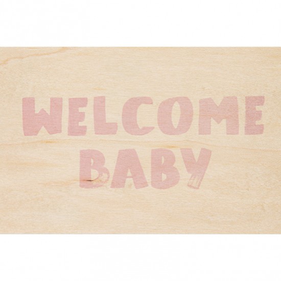 Woodhi - Carte postale en bois Welcome Baby