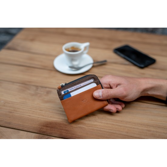BillyBelt - Porte cartes zip marron