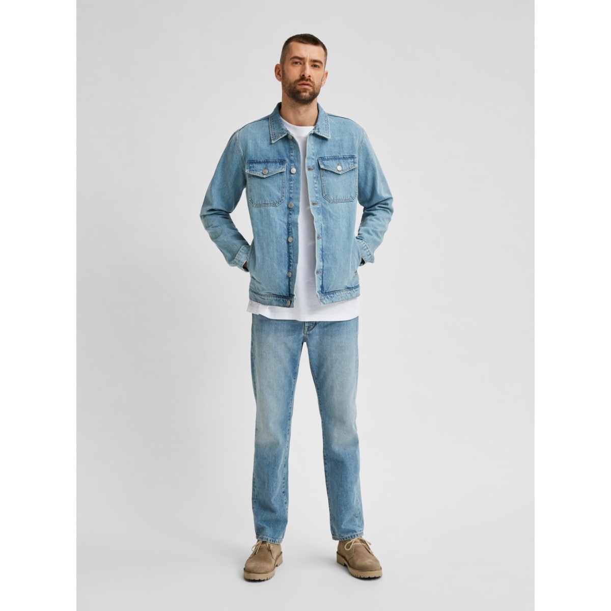 Selected - Veste en jean bleu clair