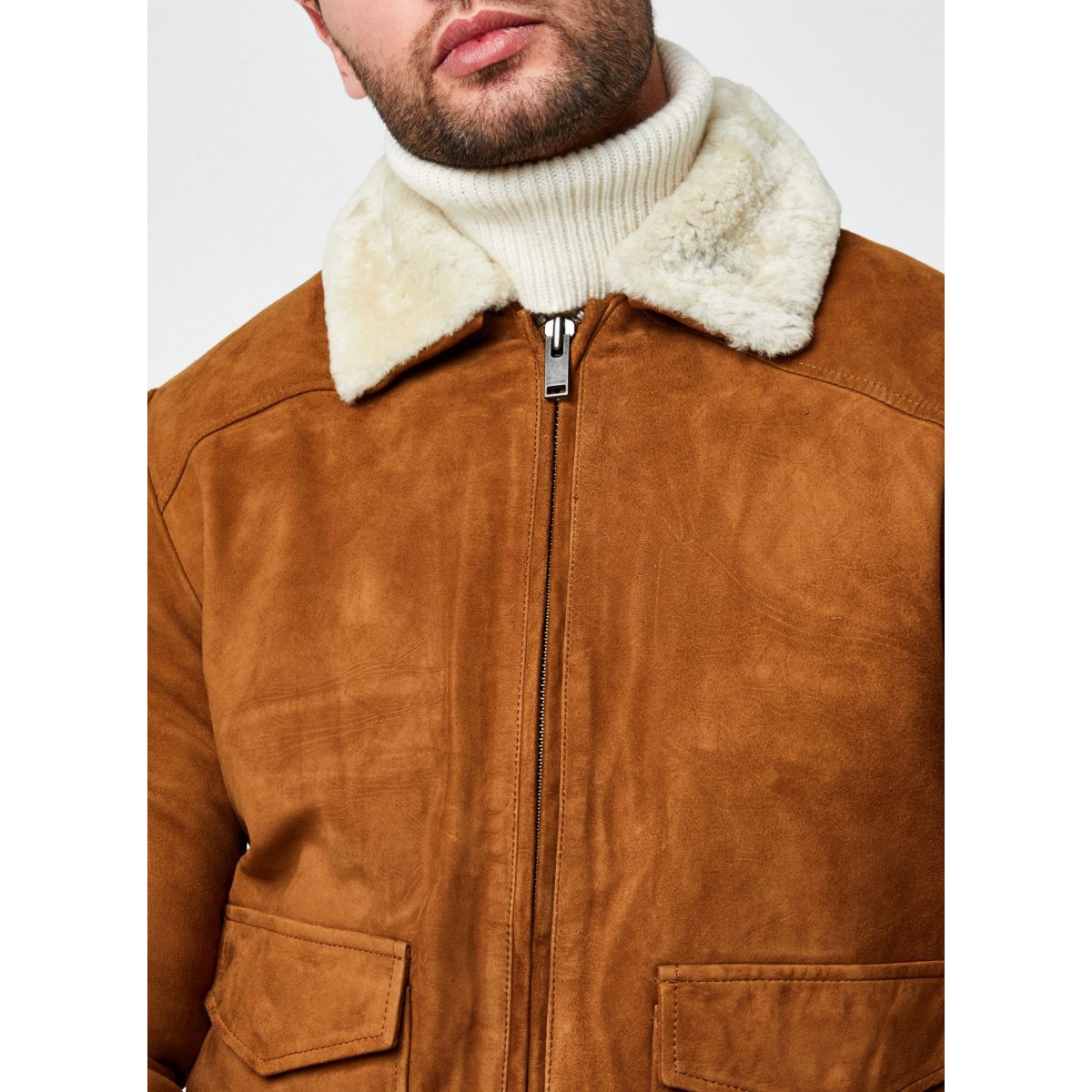 Selected - Bomber daim camel