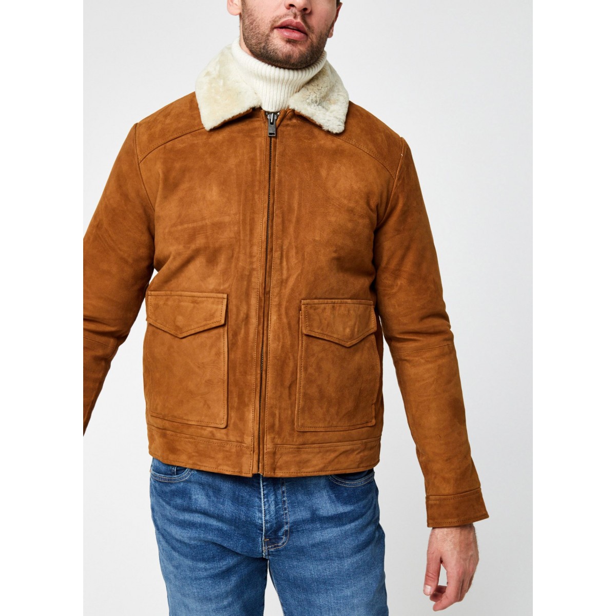 Selected - Bomber daim camel
