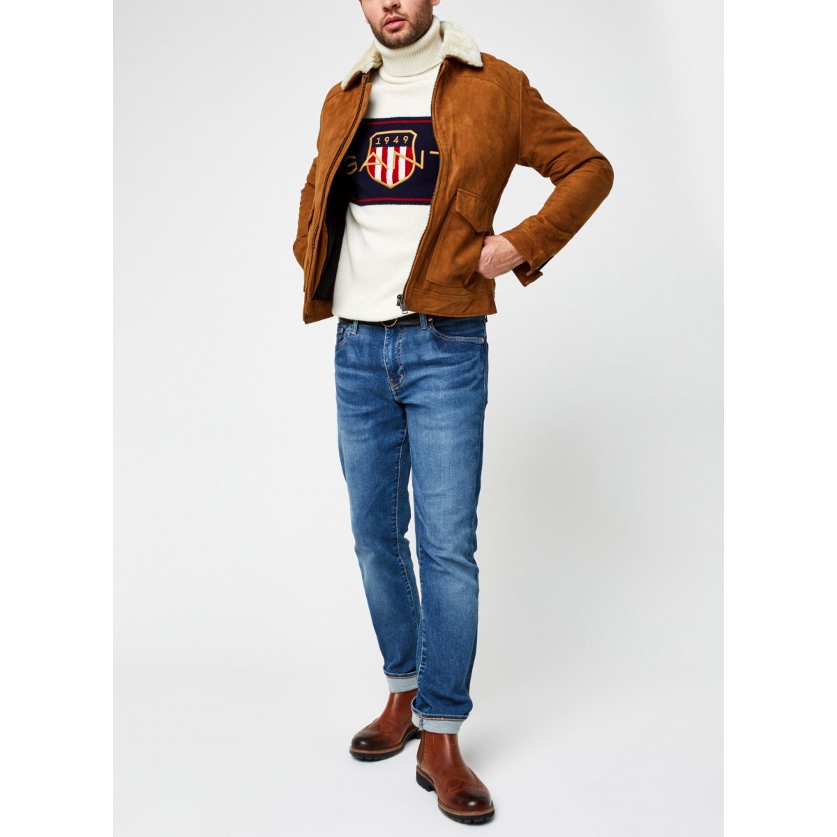 Selected - Bomber daim camel