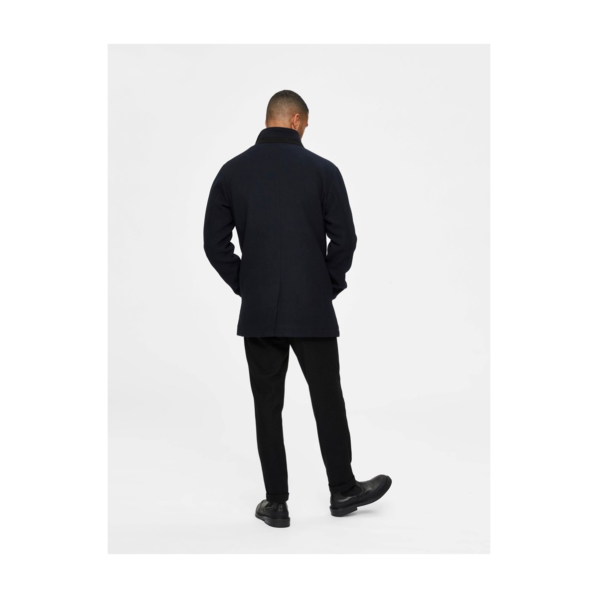 Selected - Manteau en laine bleu marine