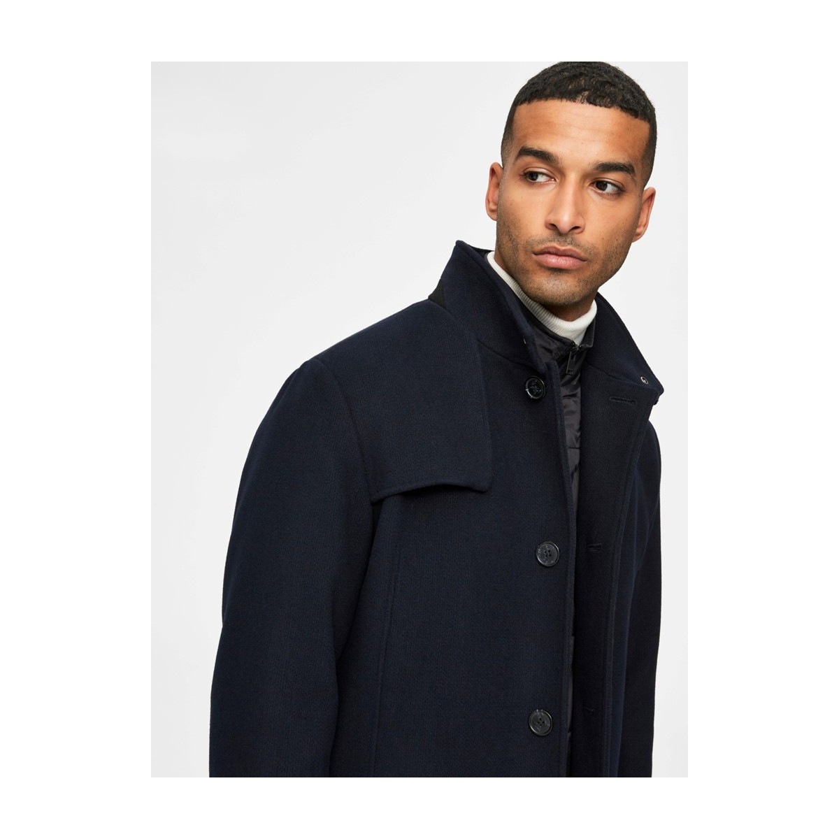 Selected - Manteau en laine bleu marine