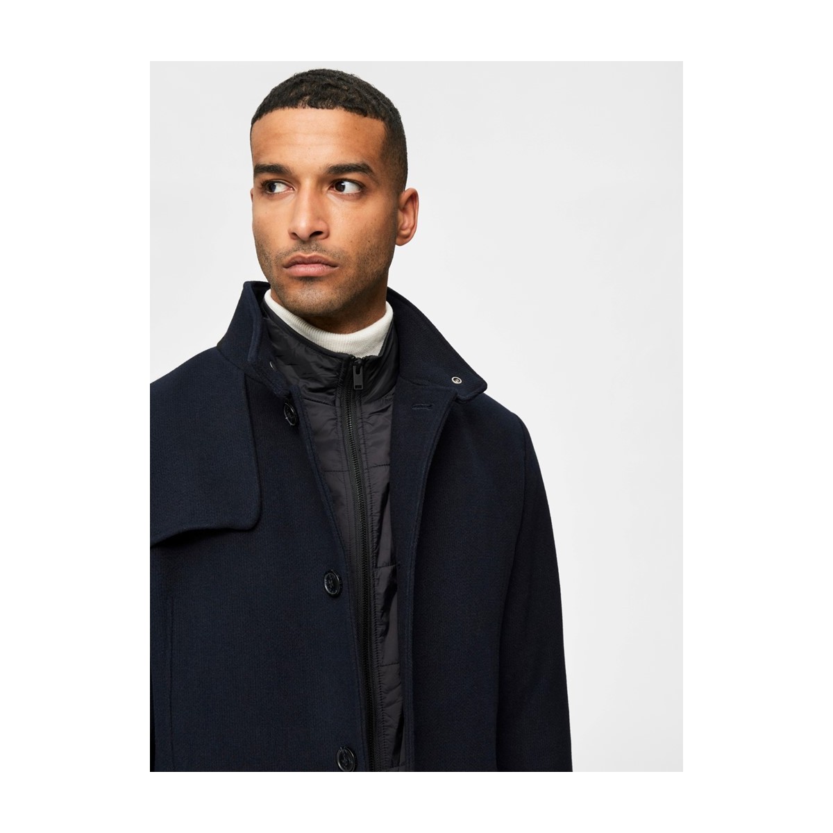 Selected - Manteau en laine bleu marine