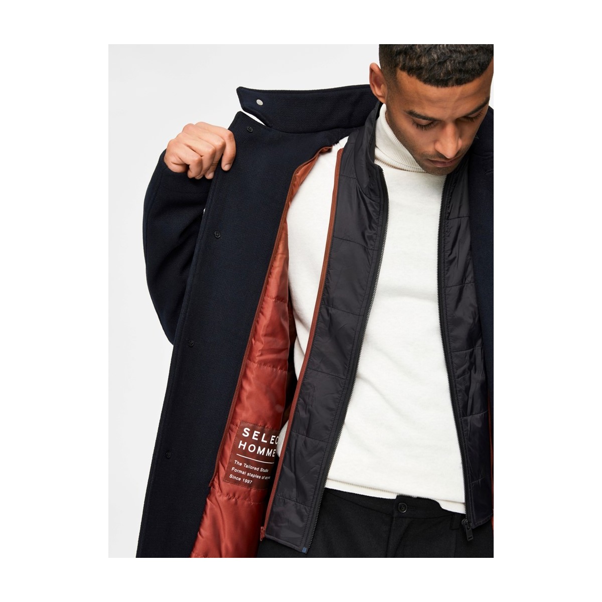 Selected - Manteau en laine bleu marine
