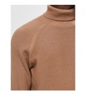 Selected - Pull marron col roulé