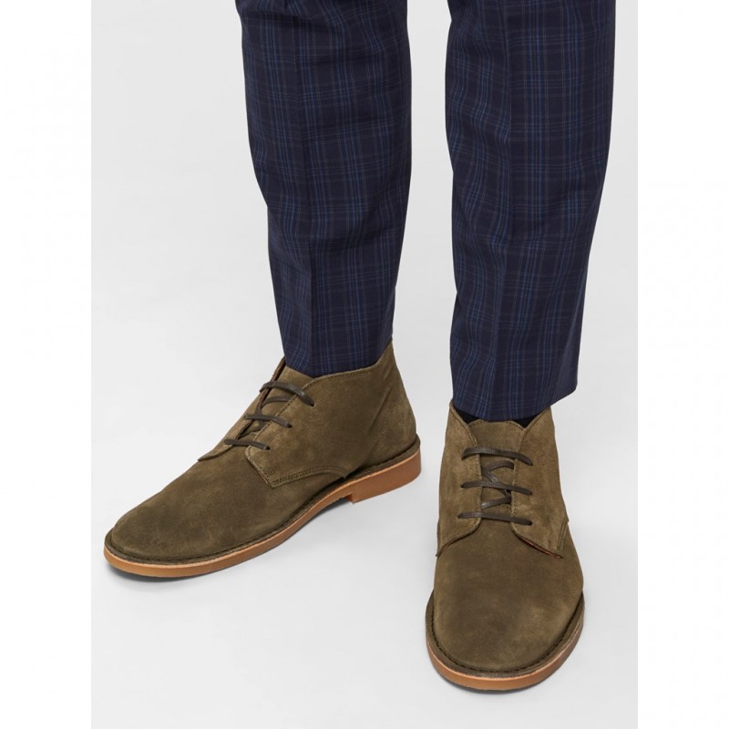 Selected homme Chaussures montantes en daim verte