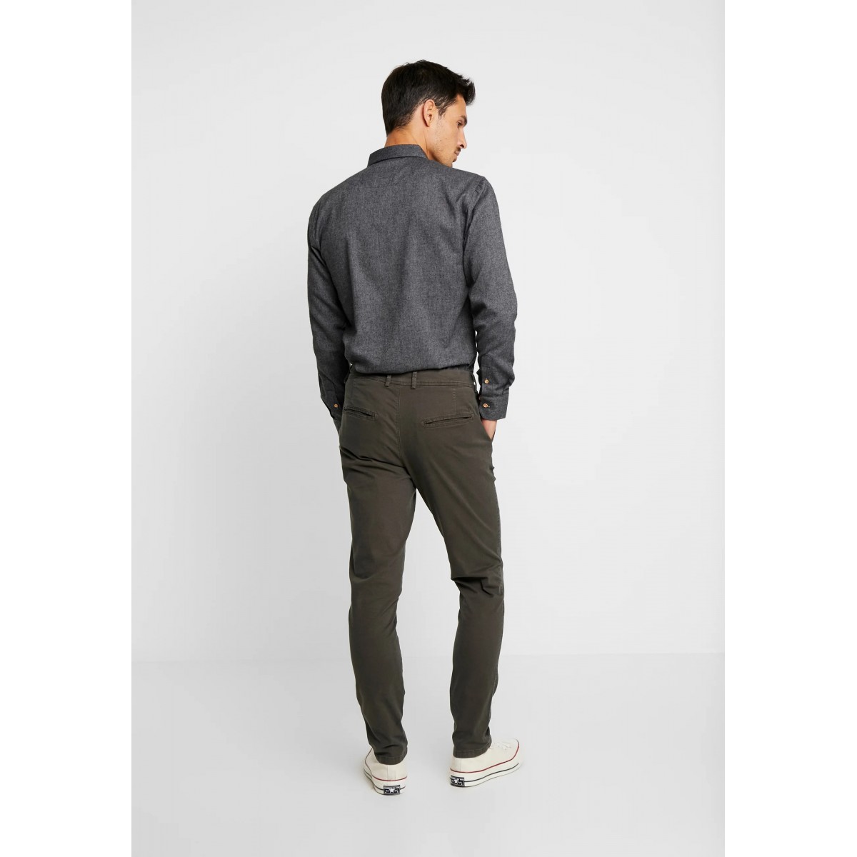Selected homme - Pantalon chino gris foncé skinny