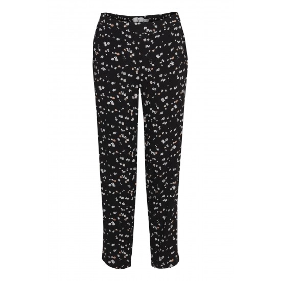 Ichi - Pantalon noir à fleurs