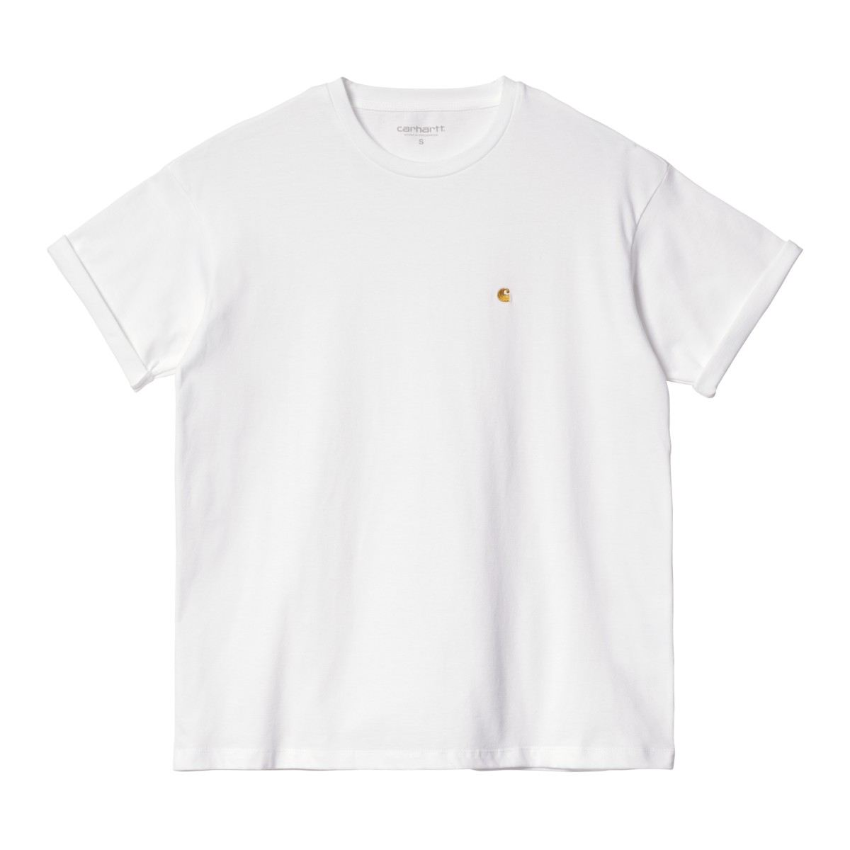 Carhartt WIP - Tshirt femme blanc à logo doré