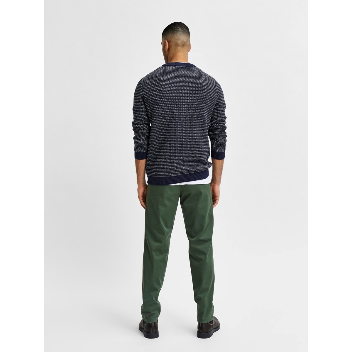 Selected homme - Pull marine et blanc pour homme