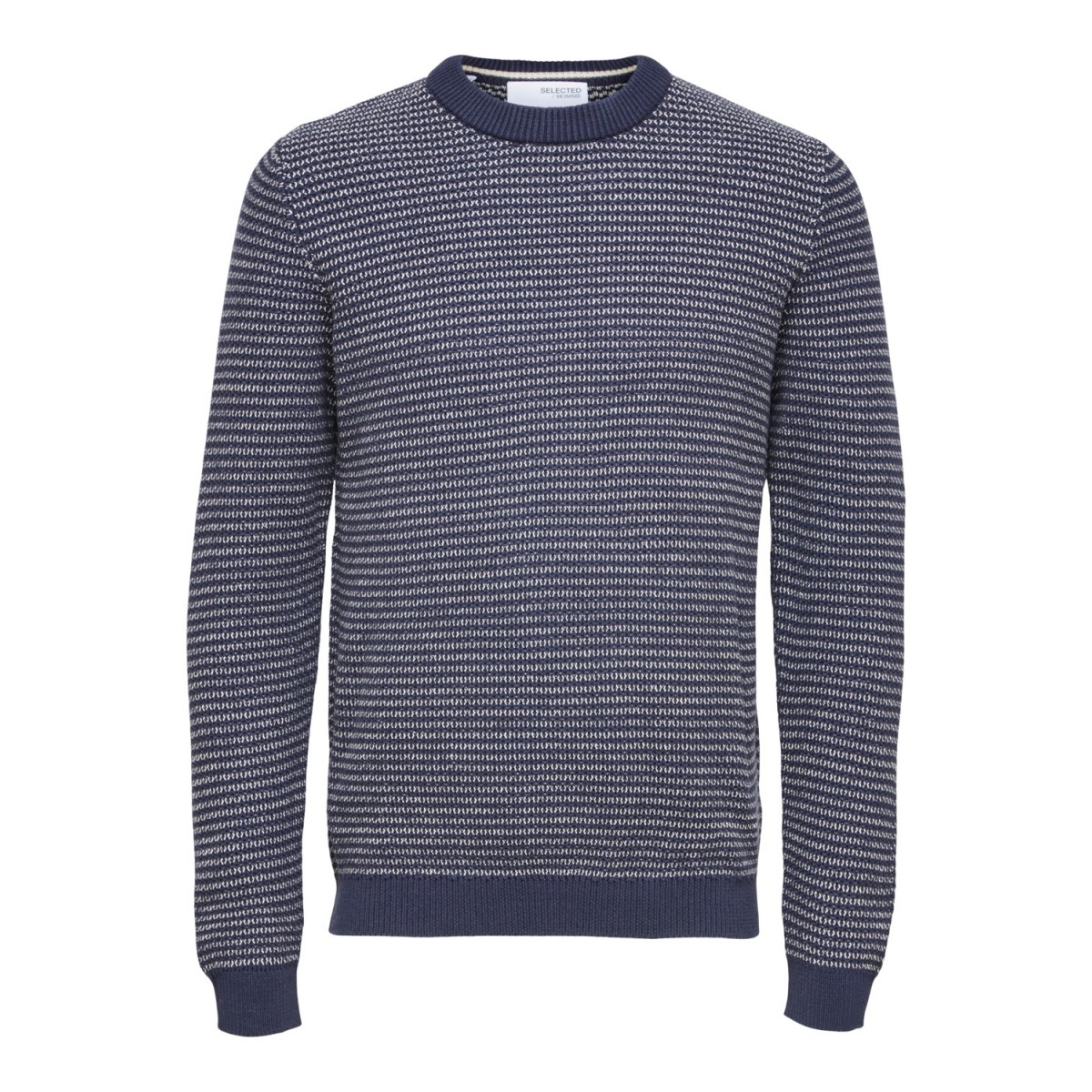 Selected homme - Pull marine et blanc pour homme