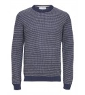 Selected homme - Pull marine et blanc pour homme