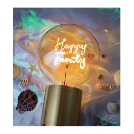 MITB - Grosse ampoule LED à message "Happy Family" ambre