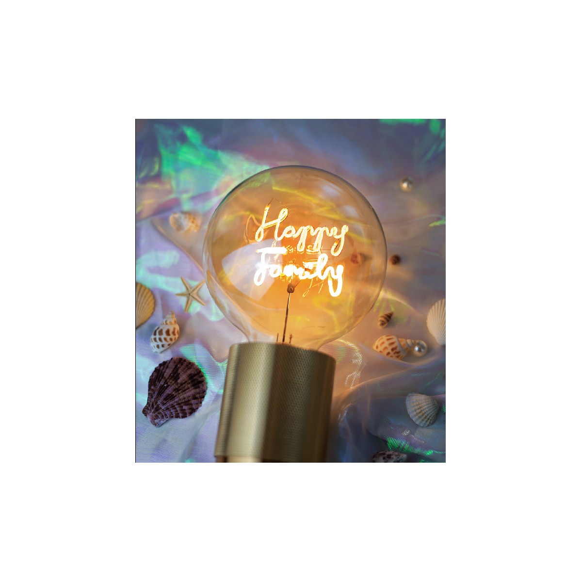 MITB - Grosse ampoule LED à message "Happy Family" ambre