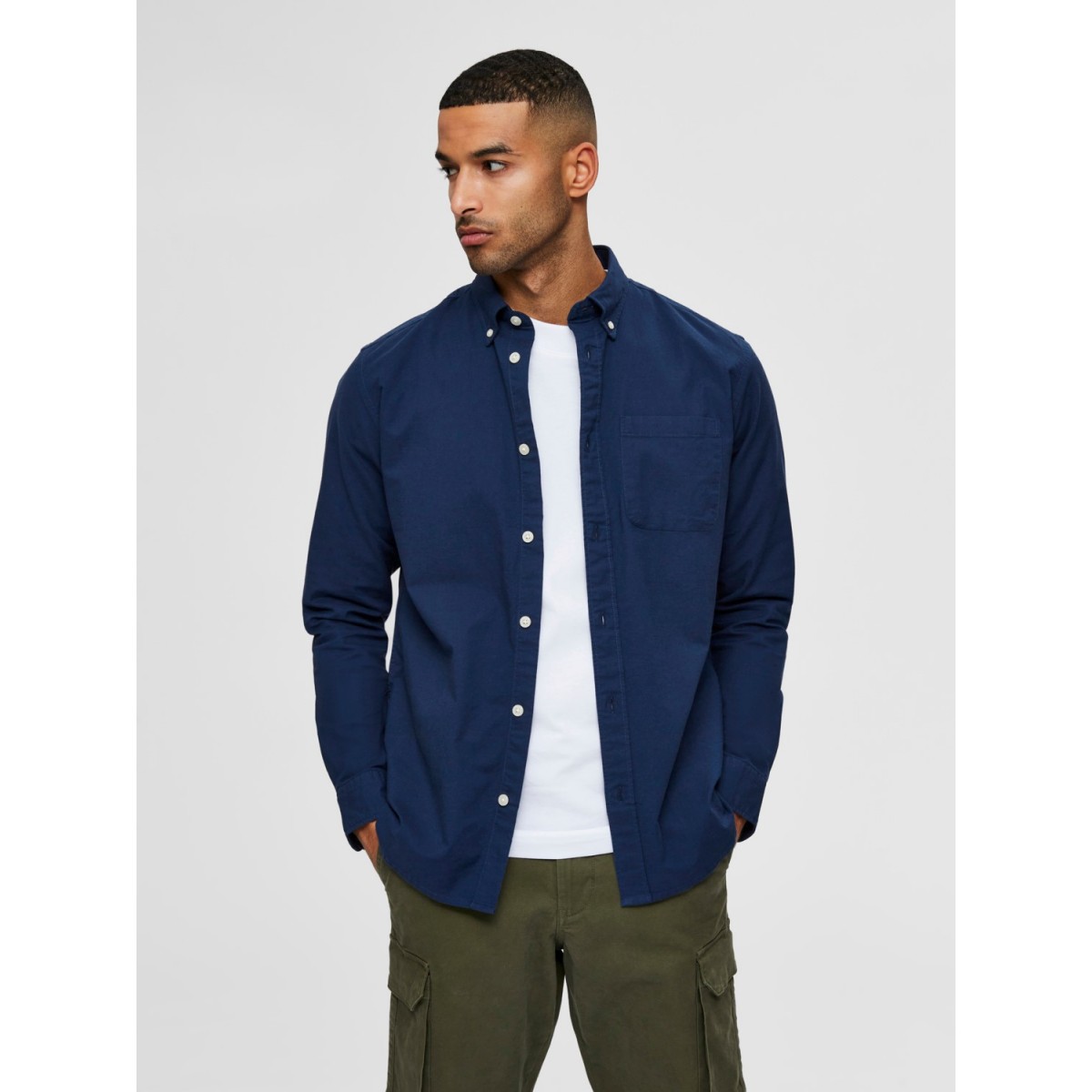Selected Homme - Veste chemise habillée en sergé - Bleu marine