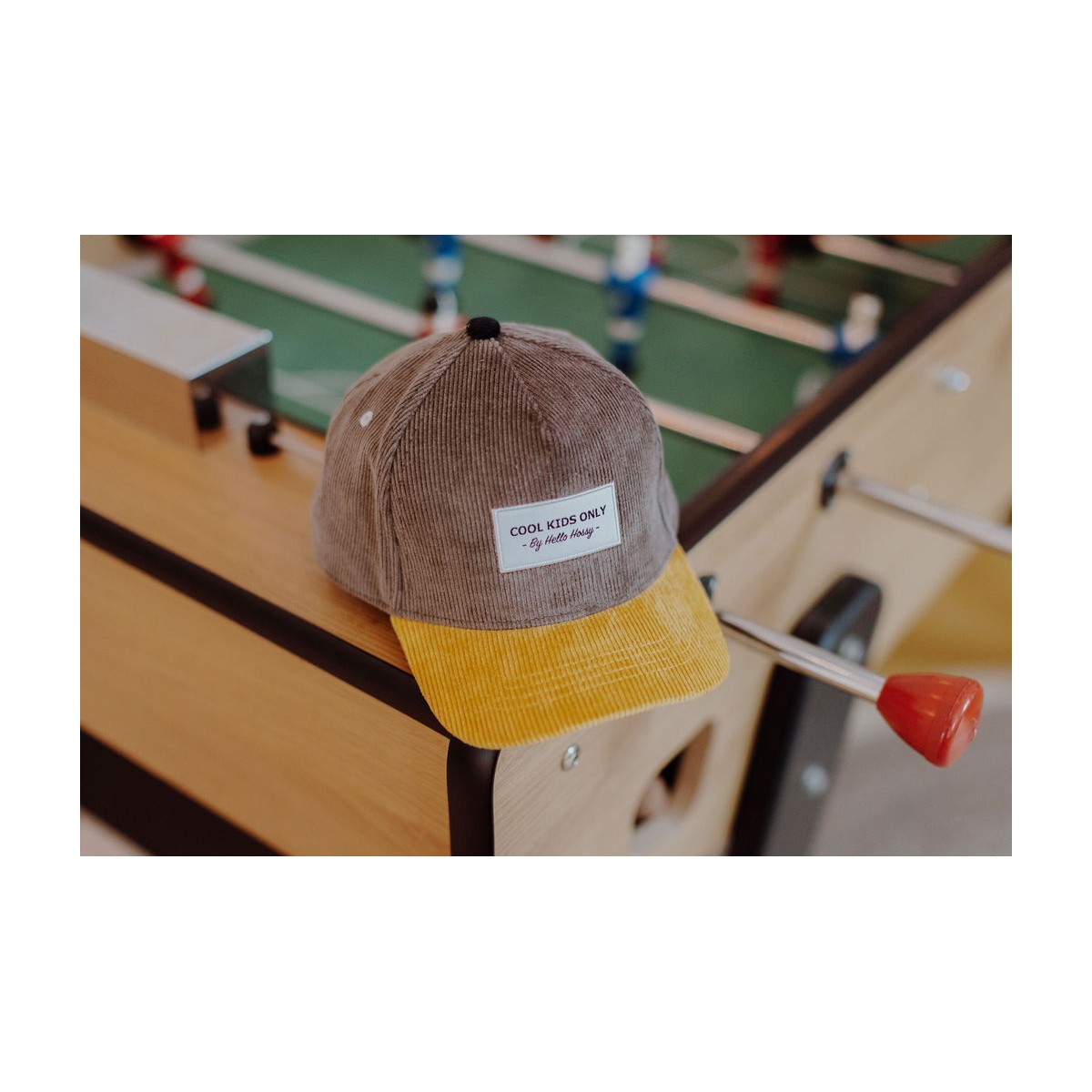 Hello Hossy - Casquette enfant en velours gris moutarde