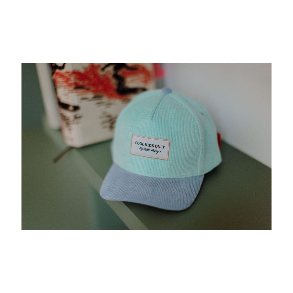 Hello Hossy - Casquette enfant en velours bleu turquoise et lavande