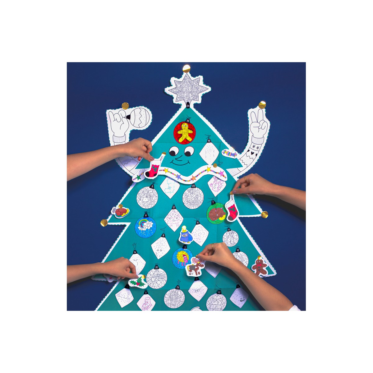 Omy - Grand poster à colorier et décorer Sapin de Noël