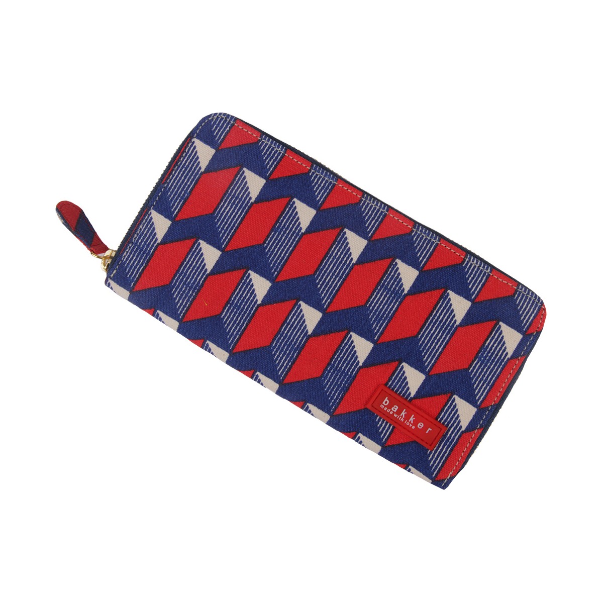 Bakker - Portefeuille bleu à motif rouge et blanc