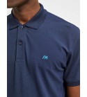 Selected - Polo marine avec broderie bleu ciel