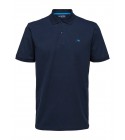 Selected - Polo marine avec broderie bleu ciel