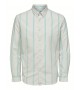 Selected homme - Chemise rayée blanche et menthe