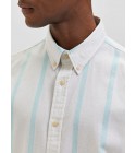 Selected homme - Chemise rayée blanche et menthe