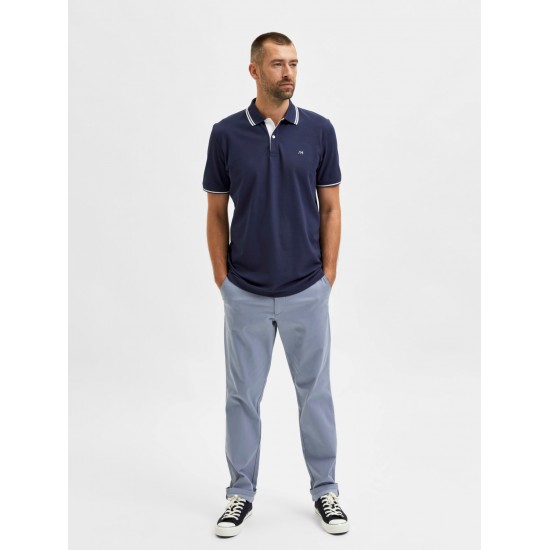Selected - Polo marine avec broderie bleu ciel 2