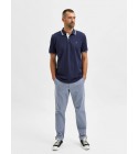 Selected - Polo marine avec broderie bleu ciel