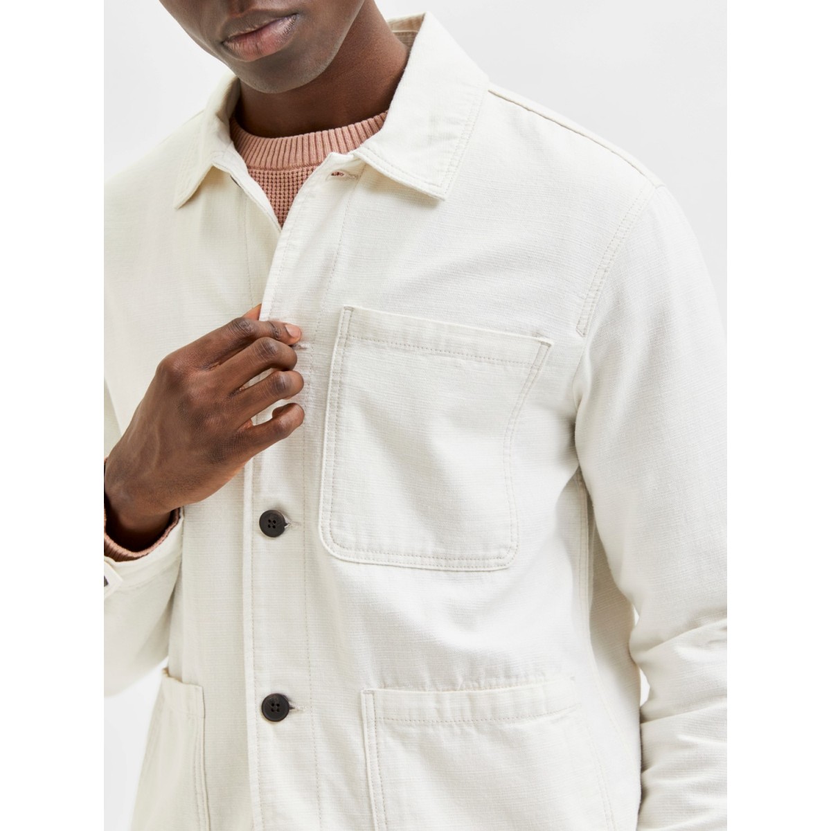 Selected - Veste en toile crème