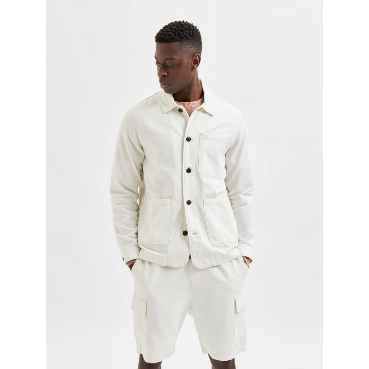 Selected - Veste en toile crème