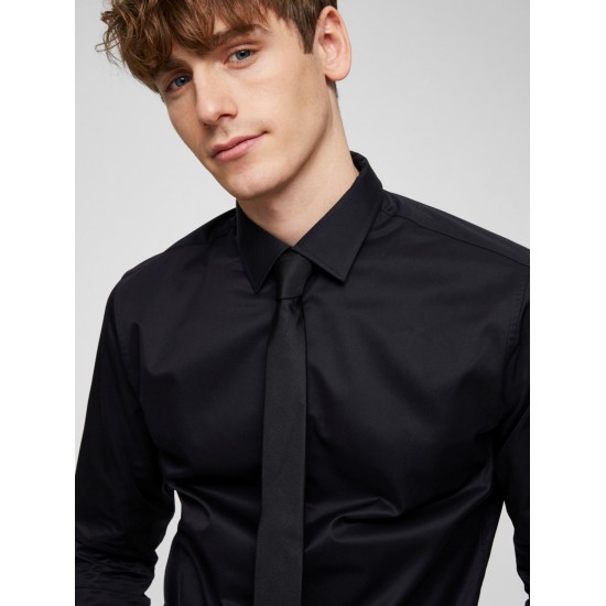 Selected - Cravate en soie noire pour hommes