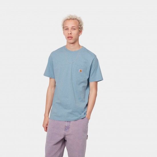 Carhartt WIP - T-shirt bleu chiné avec poche